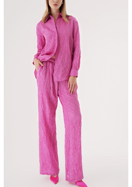 Pembe Kraşlı Pantalon Gömlek Takım 12352