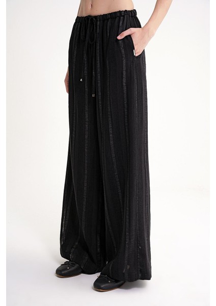 Siyah Bol Kesim Astarlı Pantolon 41652 modelleri