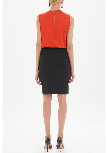 Siyah Derin Yırtmaçlı Kalem Etek 80641