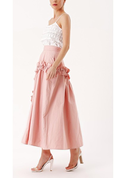 Somon Büzgü Detaylı Midi Boy Valonlu Etek 81241 fiyatları