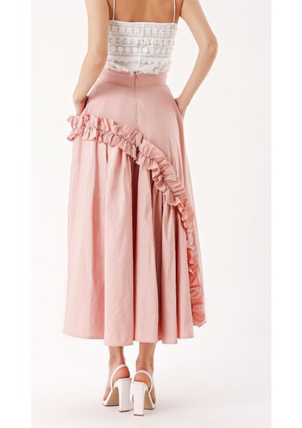 Somon Büzgü Detaylı Midi Boy Valonlu Etek 81241 fırsatları