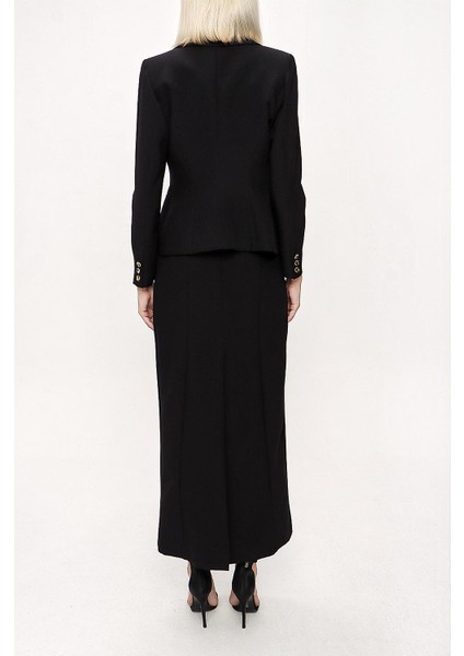 Siyah Uzun Etek ve Blazer Ceketli Ikili Takım 12281
