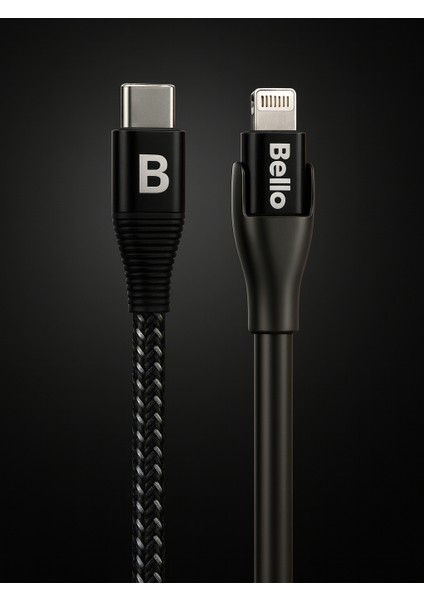 BA-02 Type-C Lightning Standlı Koruyuculu Örgülü Hızlı Şarj Data Kablosu 27W 1.2m