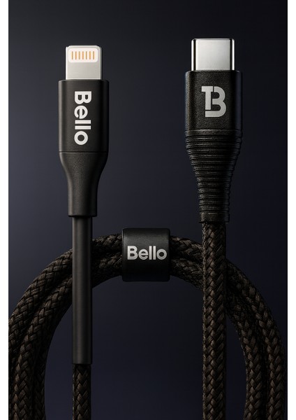 BA-02 Type-C Lightning Standlı Koruyuculu Örgülü Hızlı Şarj Data Kablosu 27W 1.2m