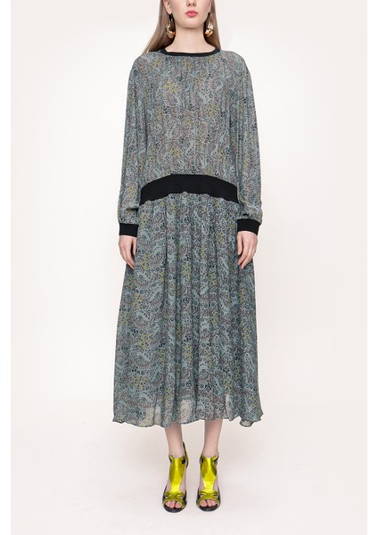 Gri Ribanalı Bol Kesim Elbise 93702