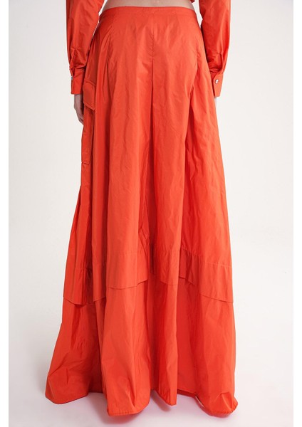 Turuncu Büzgülü Düğme Detaylı Etek 81321 fırsatları