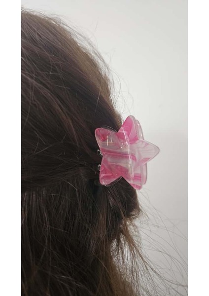 Pembe-Beyaz Degrade Renk Yıldız Model Kemik Mandal Toka 4 cm Küçük Boy modelleri