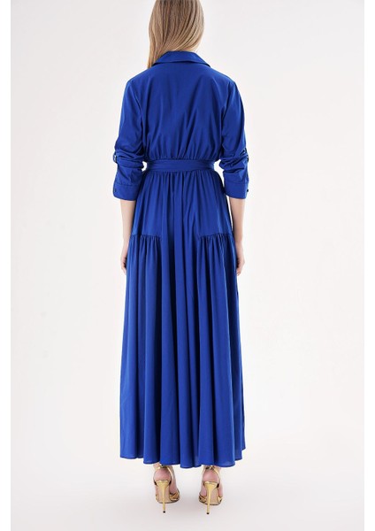 Saks Beli Lastikli Uzun Gömlek Elbise 94498 fırsatları