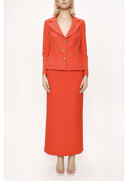 Kırmızı Uzun Etek ve Blazer Ceketli Ikili Takım 12281