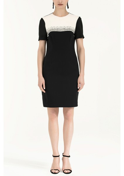 Siyah Kısa Kollu Dar Kesim Mini Elbise 91399