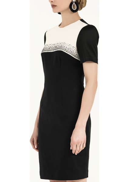 Siyah Kısa Kollu Dar Kesim Mini Elbise 91399 modelleri