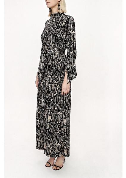 Desenli Fermuarlı Balıkçı Yaka Kadife Elbise 94148 fiyatları