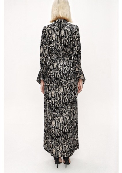 Desenli Fermuarlı Balıkçı Yaka Kadife Elbise 94148 fırsatları