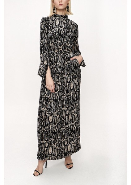 Desenli Fermuarlı Balıkçı Yaka Kadife Elbise 94148 indirimleri