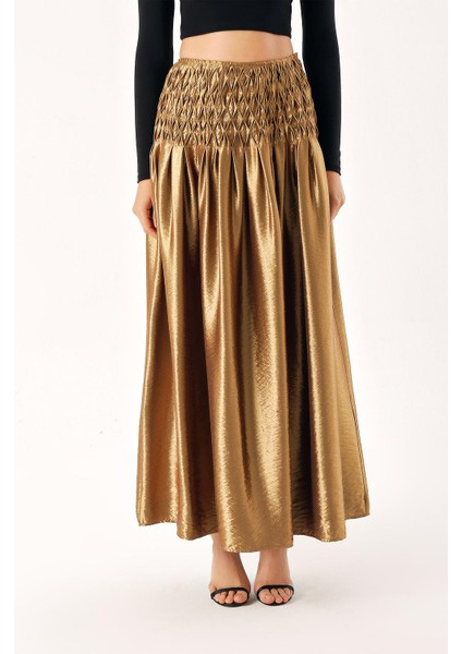Bakır Özel Dikiş Detaylı Fermuarlı Uzun Etek 81263 fiyatları