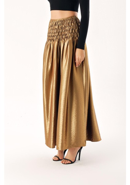 Bakır Özel Dikiş Detaylı Fermuarlı Uzun Etek 81263 modelleri
