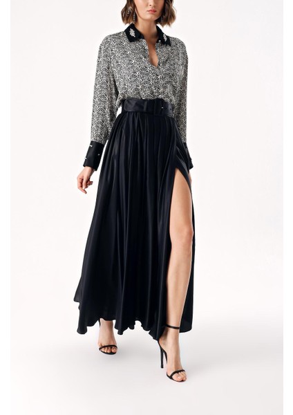 Desenli Taş Işlemeli Gömlek ve Lastikli Etek Takım 12331