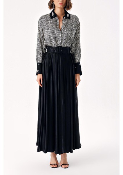 Desenli Taş Işlemeli Gömlek ve Lastikli Etek Takım 12331 fiyatları