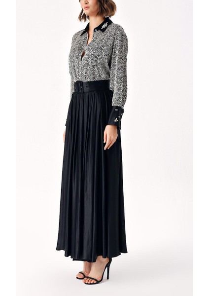 Desenli Taş Işlemeli Gömlek ve Lastikli Etek Takım 12331 modelleri