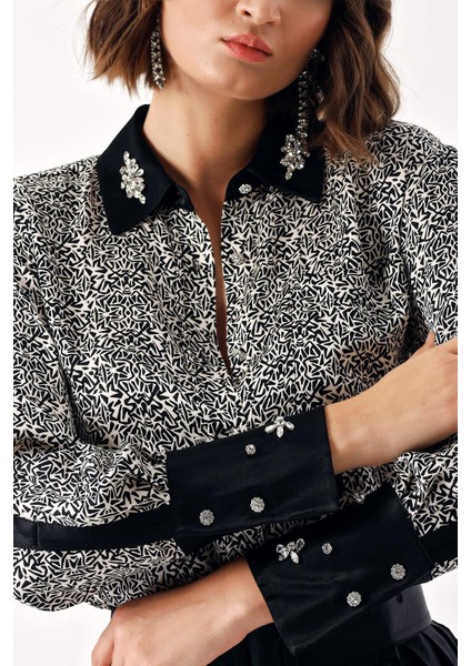 Desenli Taş Işlemeli Gömlek ve Lastikli Etek Takım 12331 indirimleri