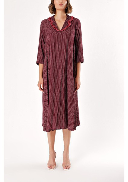 Bordo Bol Kesim Elbise 93952 fiyatları