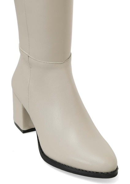 24K-996 4pr Bej Kadın Topuklu Çizme