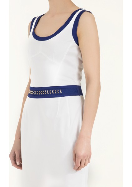 Beyaz Metalli Pamuk Mini Elbise 90799 modelleri