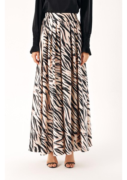 Zebra Desen Lastikli ve Büzgülü Uzun Etek 81274 modelleri