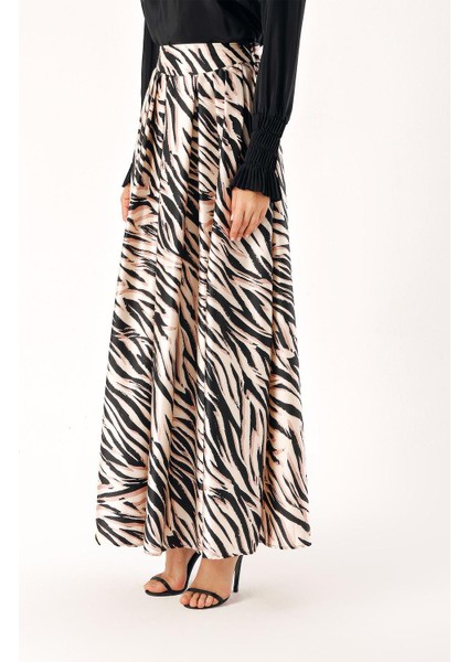 Zebra Desen Lastikli ve Büzgülü Uzun Etek 81274 fırsatları