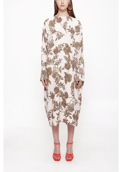 Bej Bol Kesim Uzun Elbise 94063