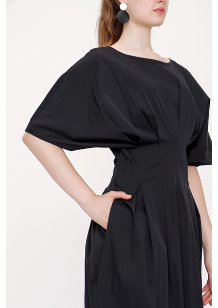 Siyah Beli Dikişli Elbise 93951 modelleri