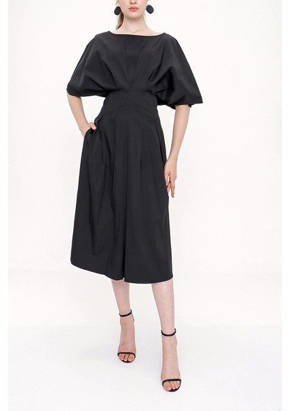 Siyah Beli Dikişli Elbise 93951 indirimleri