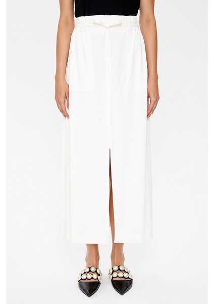 Beyaz Lastik ve Büzgü Detaylı Etek 81089 fiyatları