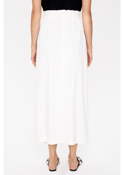 Beyaz Lastik ve Büzgü Detaylı Etek 81089 indirimleri