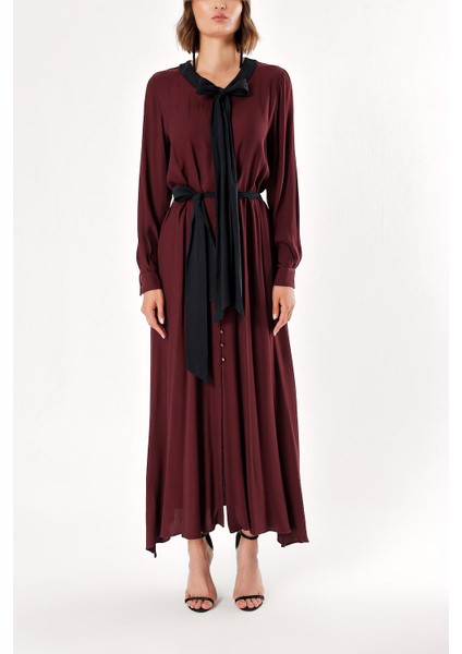 Bordo Düğme Detaylı Elbise 93486 fiyatları