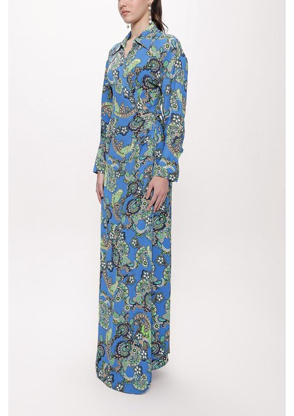 Mavi Anvelop Kapama Uzun Elbise 94177 modelleri