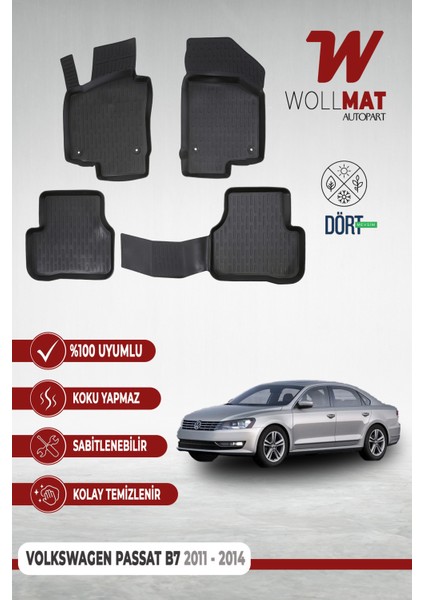 Volkswagen Passat B7 Paspas 2011 2014 Arası 3D Havuzlu Paspas Seti
