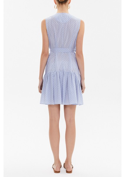 Mavi Büzgülü Kolsuz Mini Elbise 92703