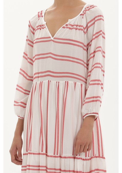 Kırmızı Çizgili Midi Elbise 92419 modelleri