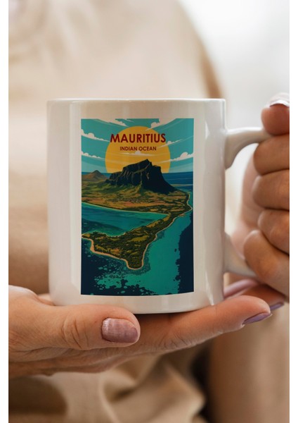 Mauritius- Indian Ocean Baskılı Premium Kupa Bardak