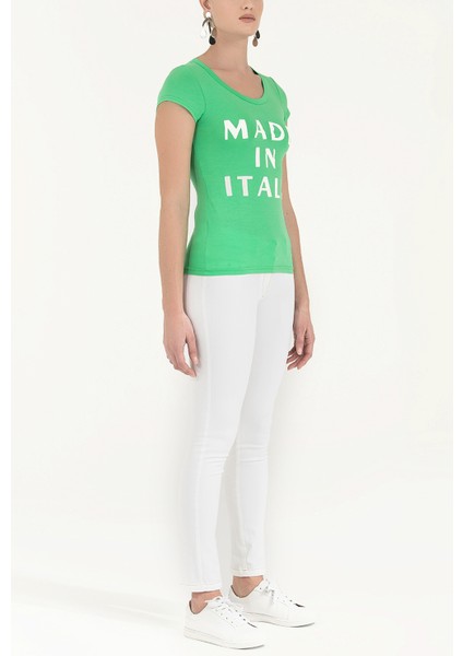 Yeşil Baskılı Basic Tshirt 19612 fiyatları