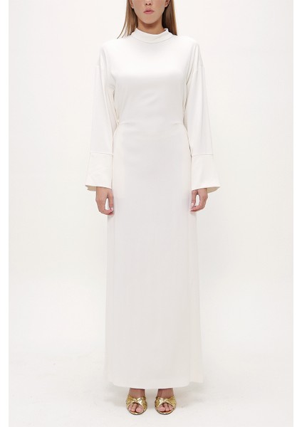 Beyaz Fermuar Detaylı Elbise 93482