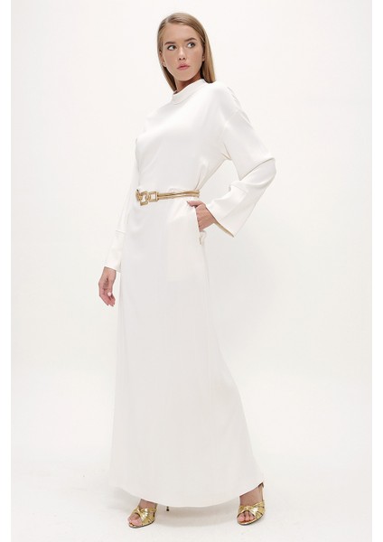 Beyaz Fermuar Detaylı Elbise 93482 fırsatları