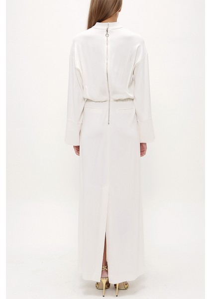 Beyaz Fermuar Detaylı Elbise 93482 indirimleri