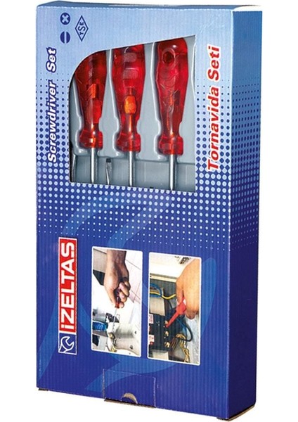 Izeltaş 4100 Düz Tornavida Takımı 8 Parça Kraft