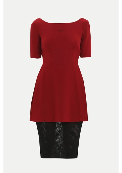 Kırmızı Dantelli Midi Elbise 90762 indirimleri