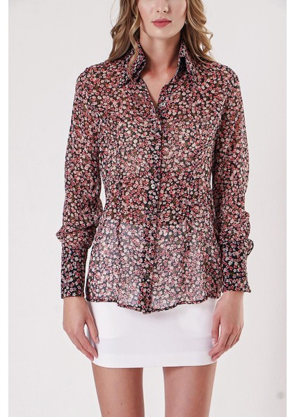 Çiçek Baskı Baskılı Şifon Gömlek 10819 fiyatları