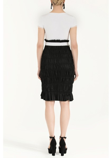 Beyaz Kol ve Yaka Tül Mini Elbise 90484