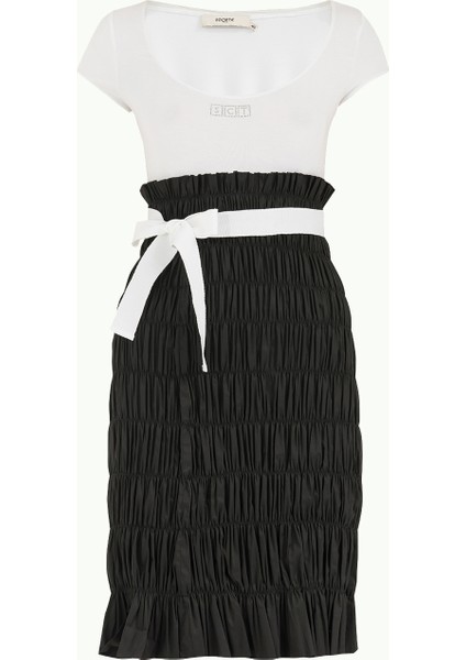 Beyaz Kol ve Yaka Tül Mini Elbise 90484