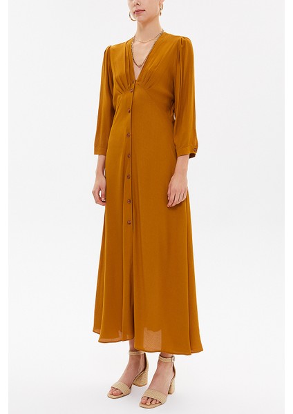 Hardal V Yaka Uzun Elbise 92840